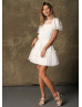 Illusion Neck Ivory Lace Tulle Party Dress